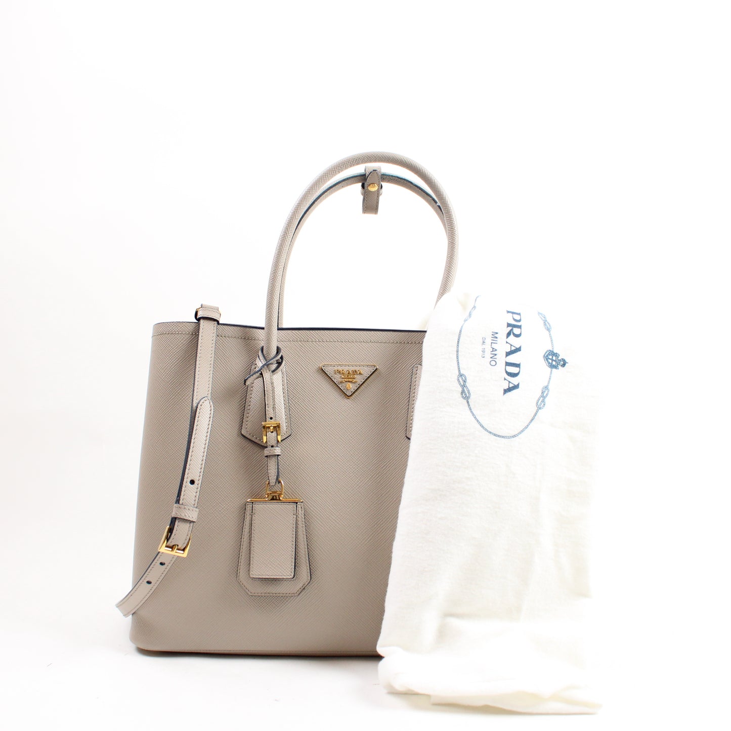 Prada Double In Pelle Saffiano Large