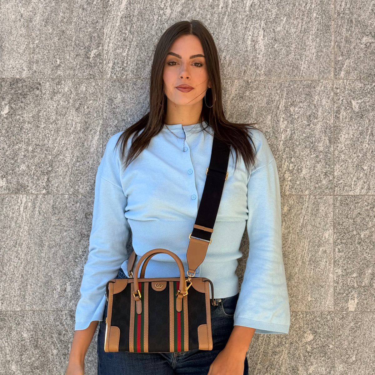 Gucci GG Ophidia Web Bauletto Top Handle