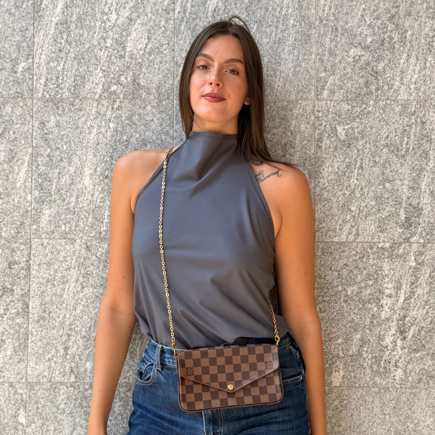 Louis Vuitton Pochette Félicie In Damier Ebene