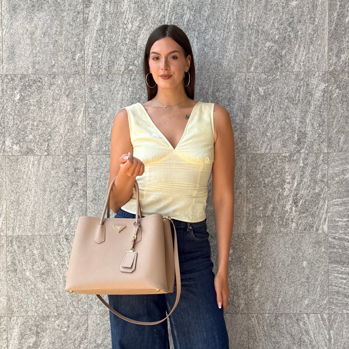 Prada Double Large In Pelle Saffiano