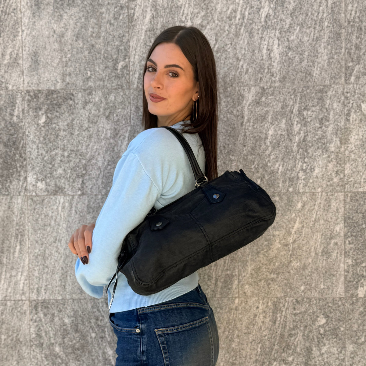 Prada Borsa A Spalla In Denim