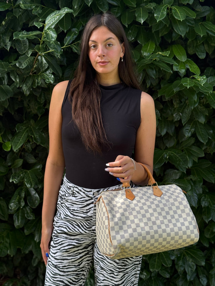 Louis Vuitton Speedy 35 In Damier Azur