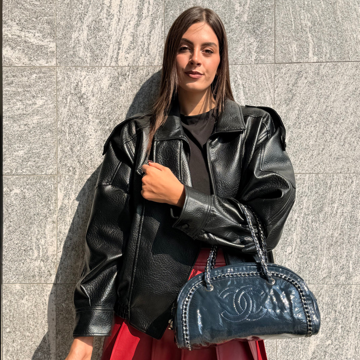Chanel Luxe Ligne Bowler Bag In Vernice