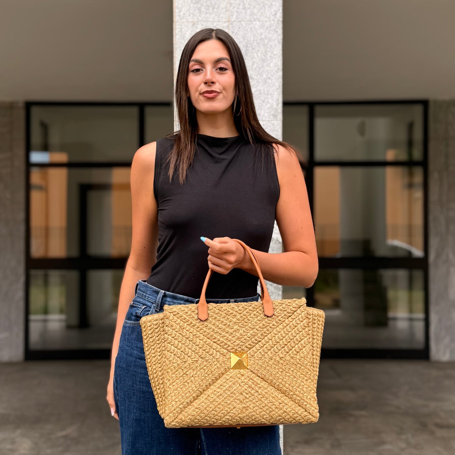 Valentino Garavani One Stud In Raffia