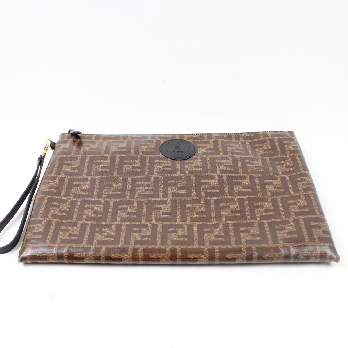 Fendi Large Flat Pouch In Tessuto Vetrificato