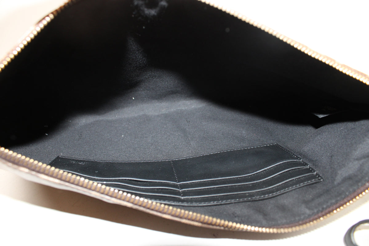 Fendi Large Flat Pouch In Tessuto Vetrificato