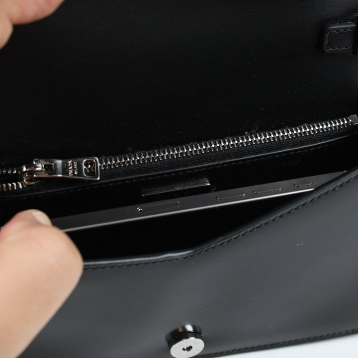 Prada Borsa A Spalla In Pelle Spazzolata