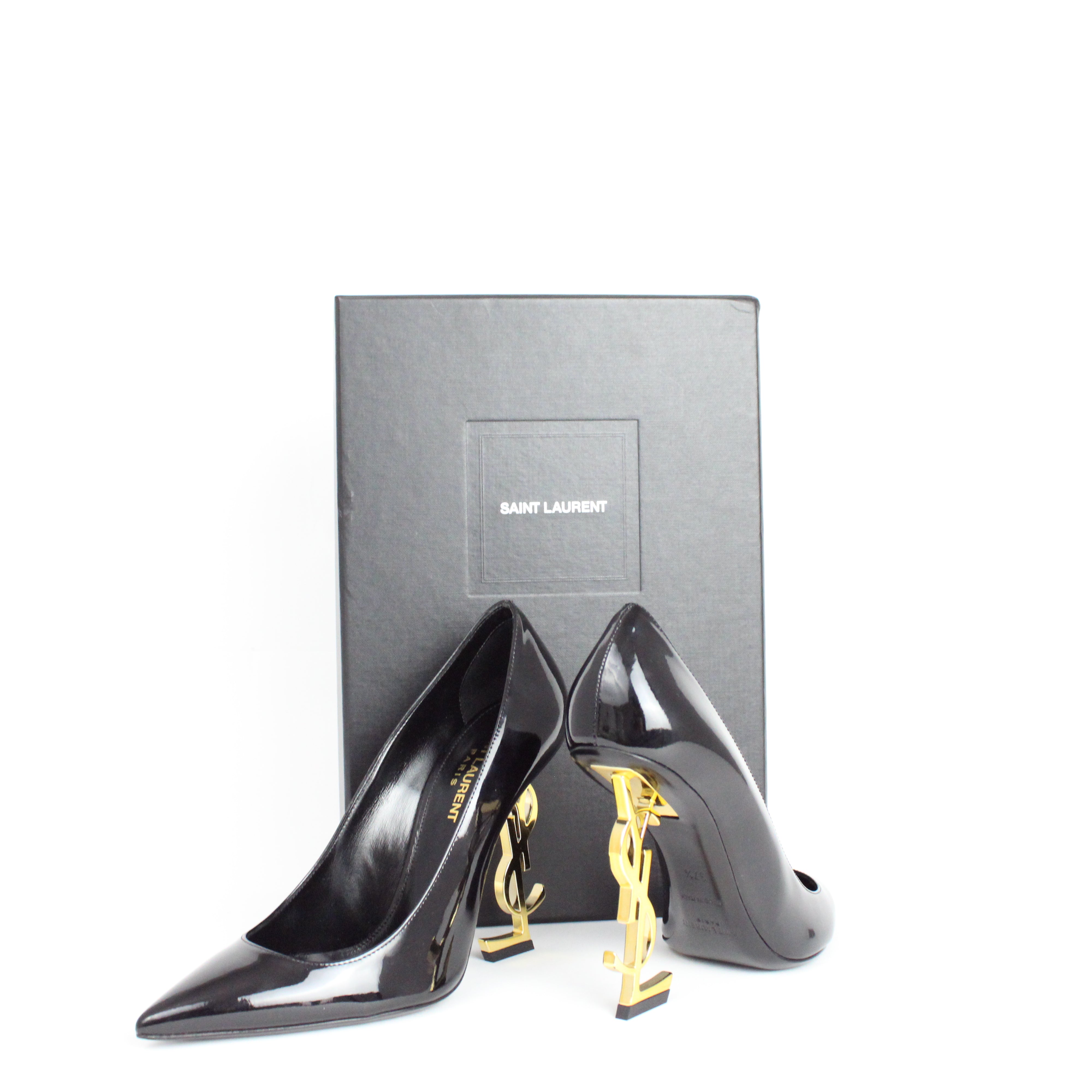 Saint Laurent Opyum Tacco Nero/Oro Taglia 37.5