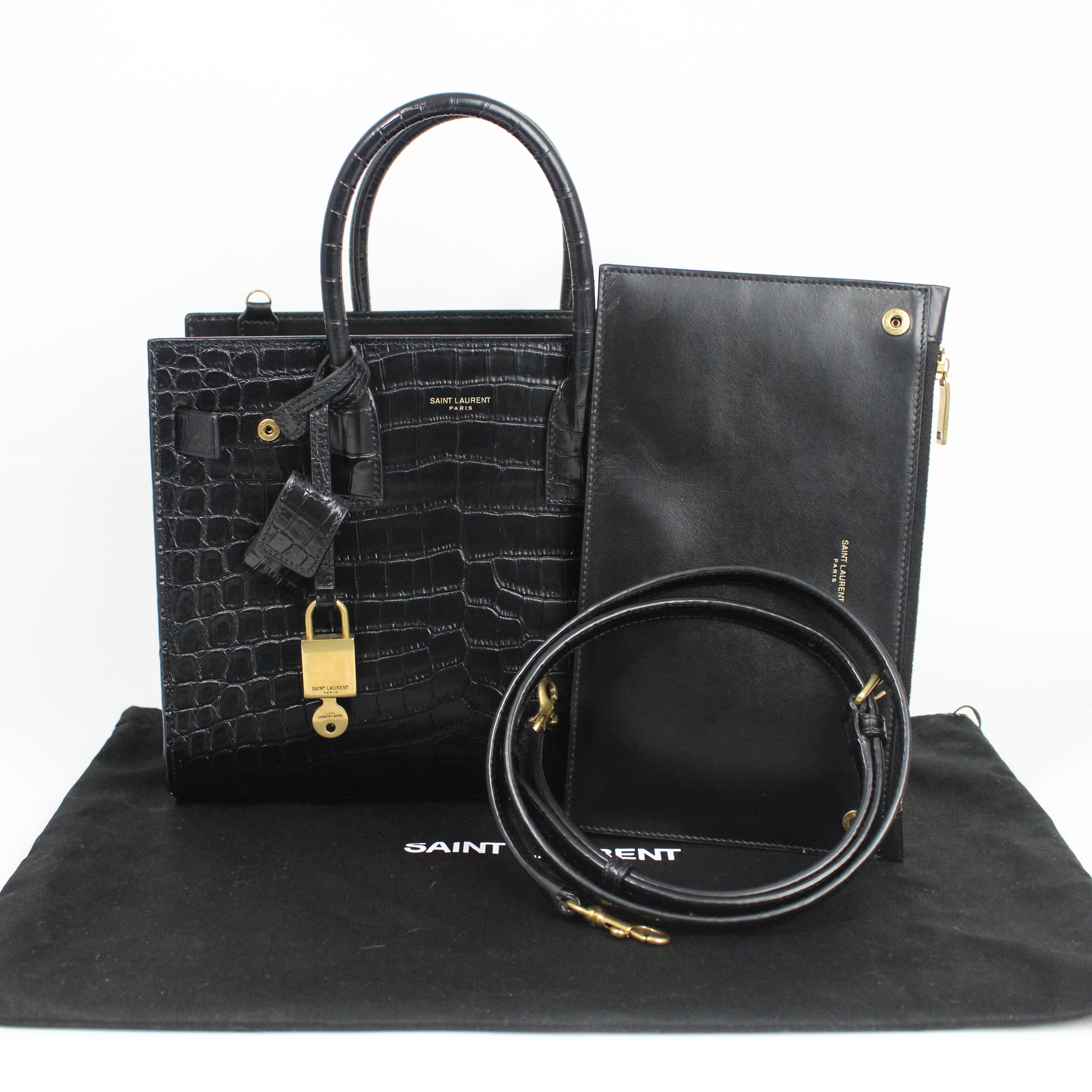 Saint laurent Sac De Jour Baby In Pelle Opaca Goffrata Coccodrillo