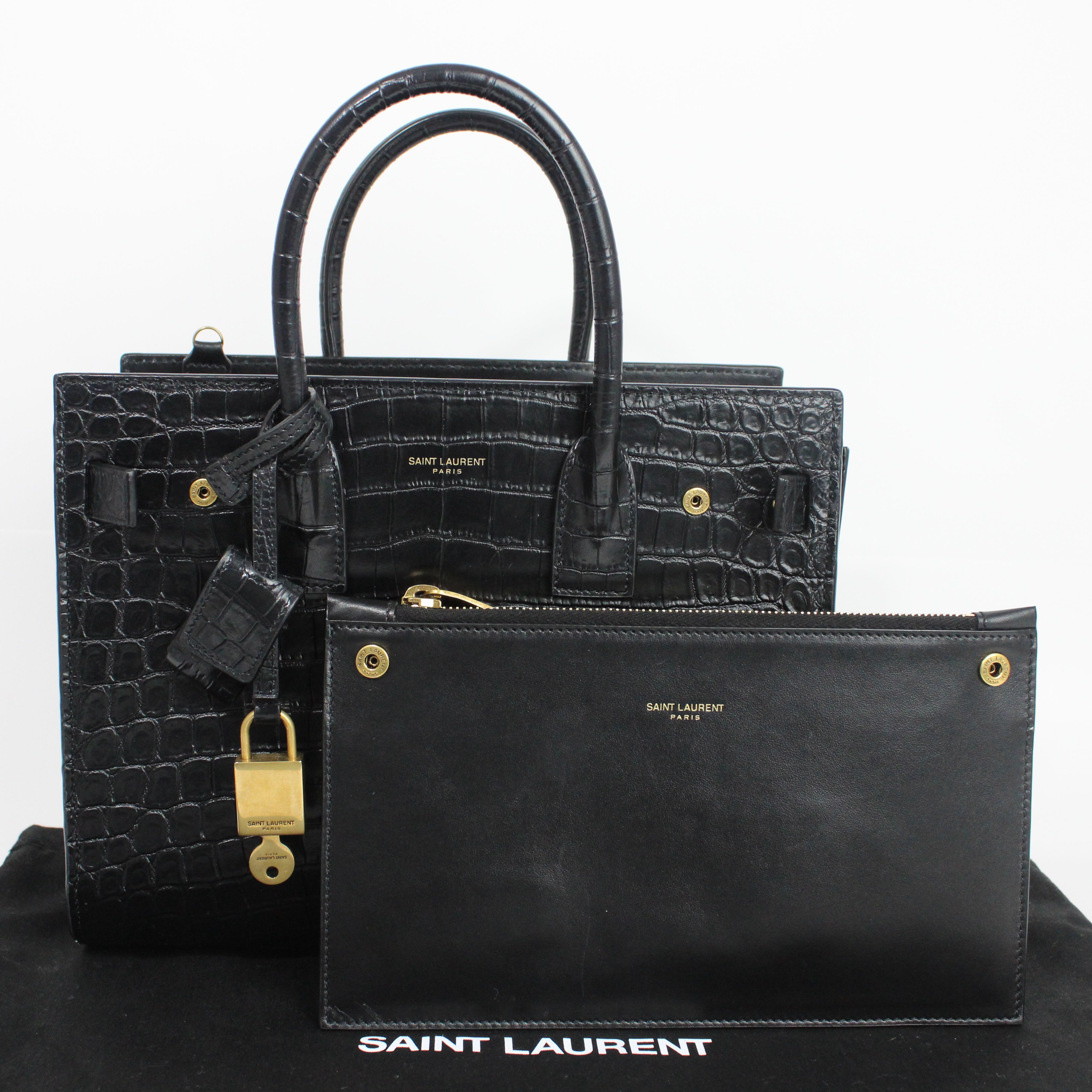 Saint laurent Sac De Jour Baby In Pelle Opaca Goffrata Coccodrillo