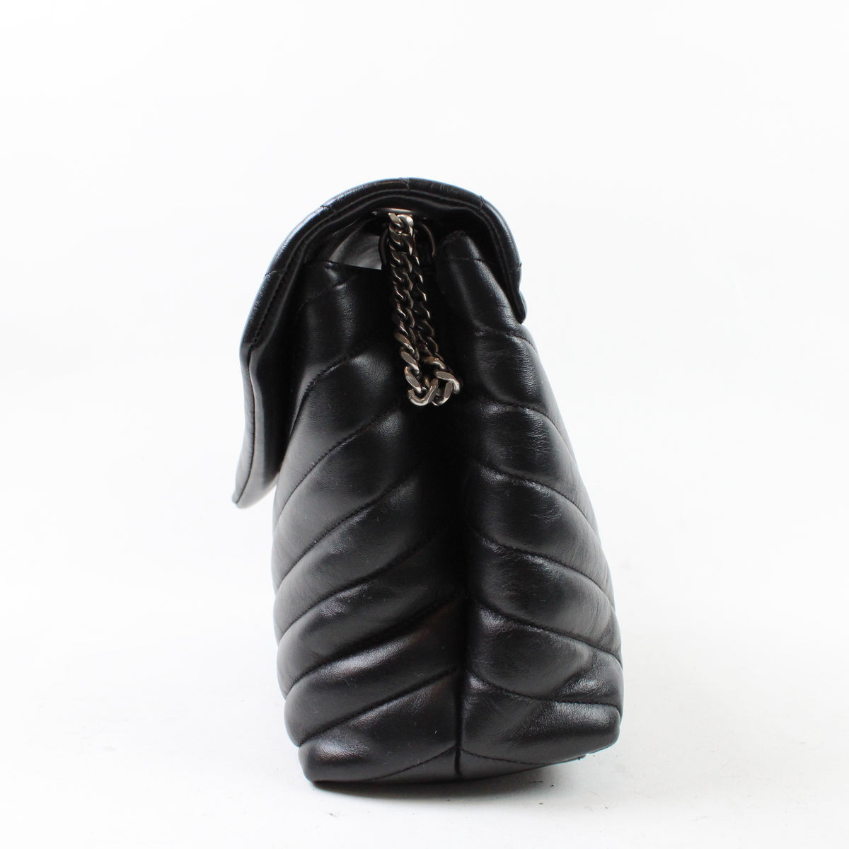 Saint Laurent Lou Lou Media Nera Con Argento