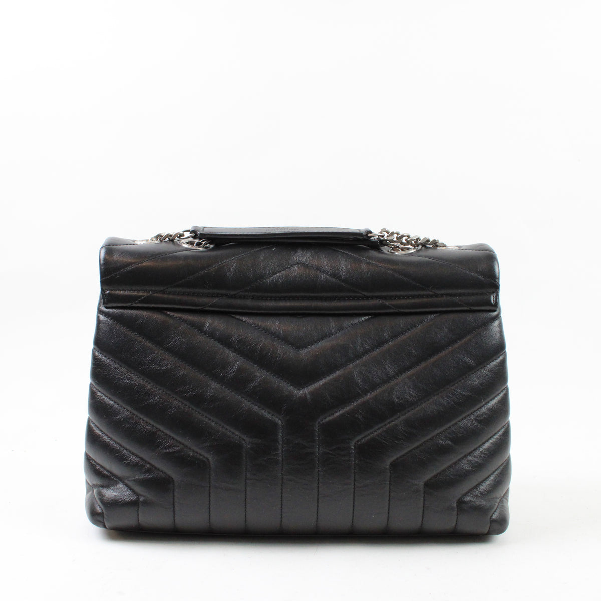 Saint Laurent Lou Lou Media Nera Con Argento
