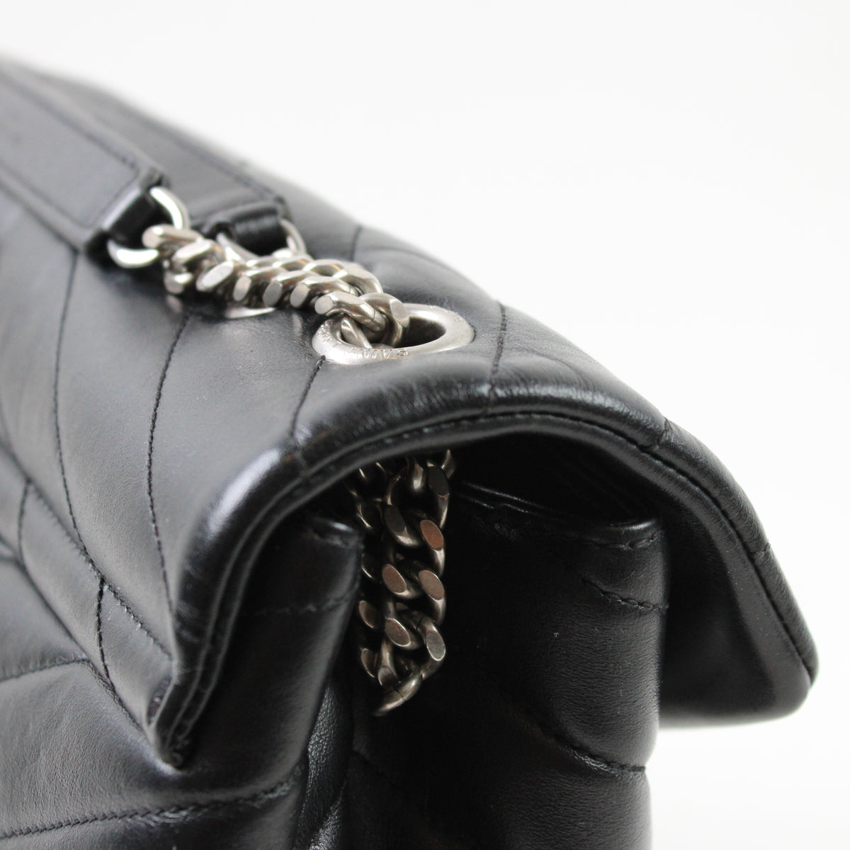Saint Laurent Lou Lou Media Nera Con Argento