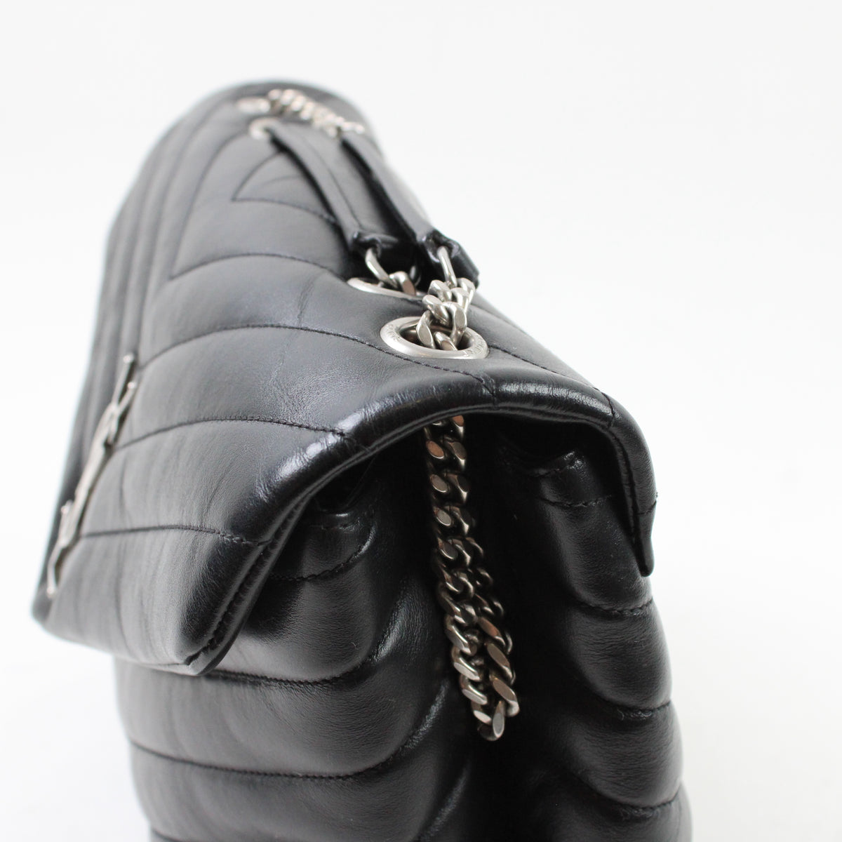 Saint Laurent Lou Lou Media Nera Con Argento