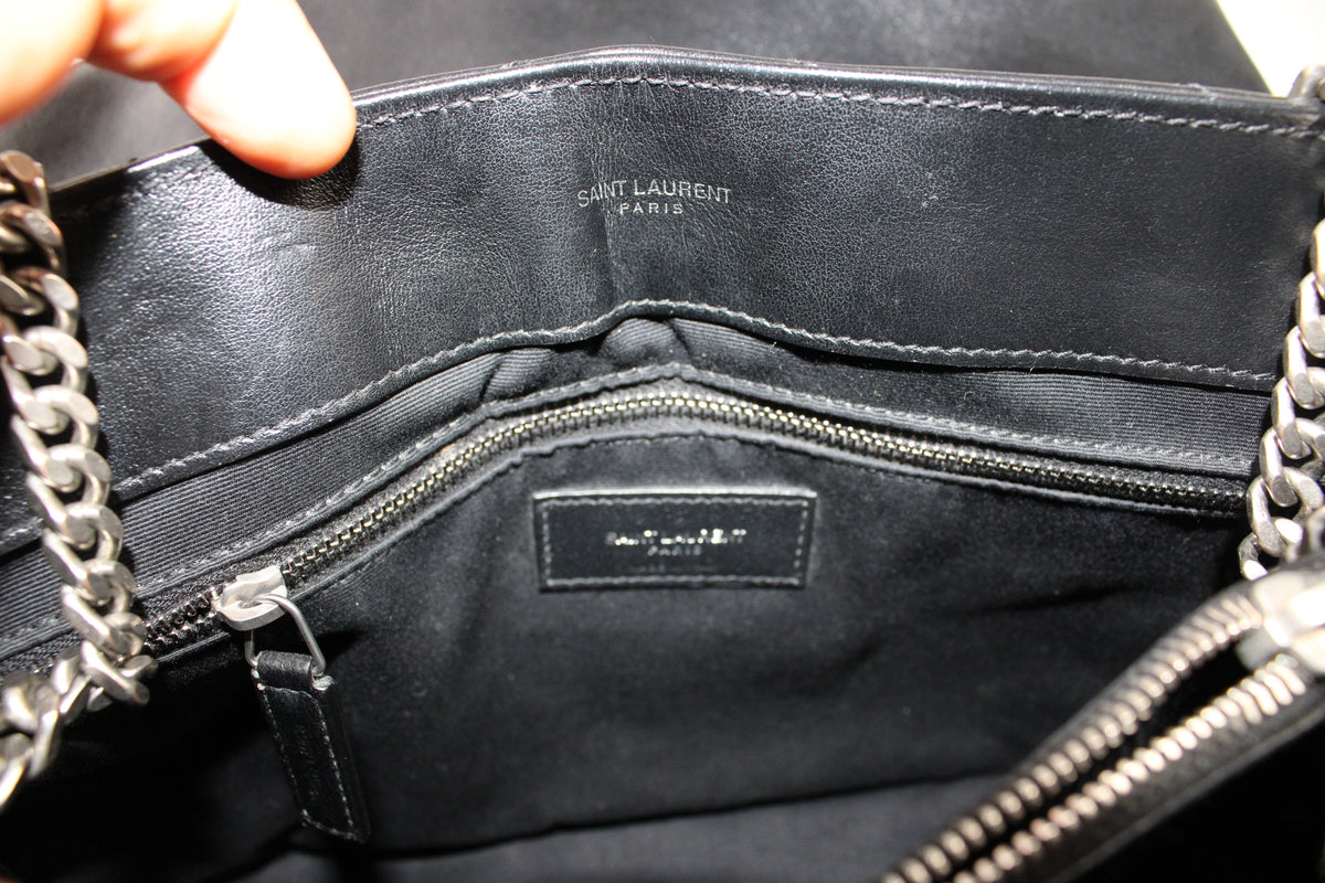 Saint Laurent Lou Lou Media Nera Con Argento
