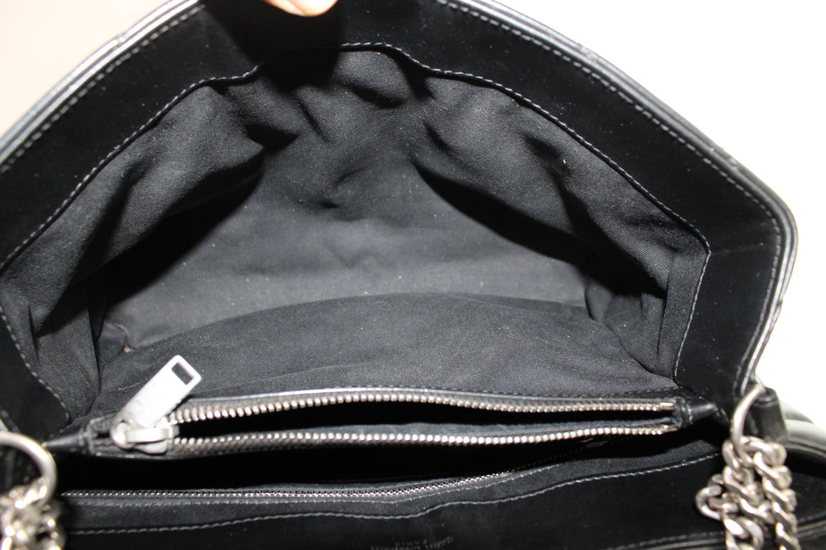 Saint Laurent Lou Lou Media Nera Con Argento