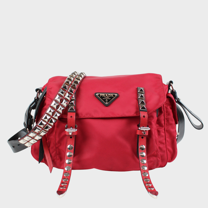 Prada Vela Studded Borsa A Tracolla