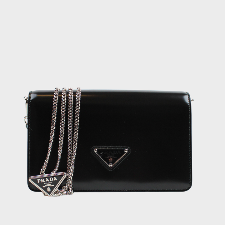 Prada Borsa A Spalla In Pelle Spazzolata