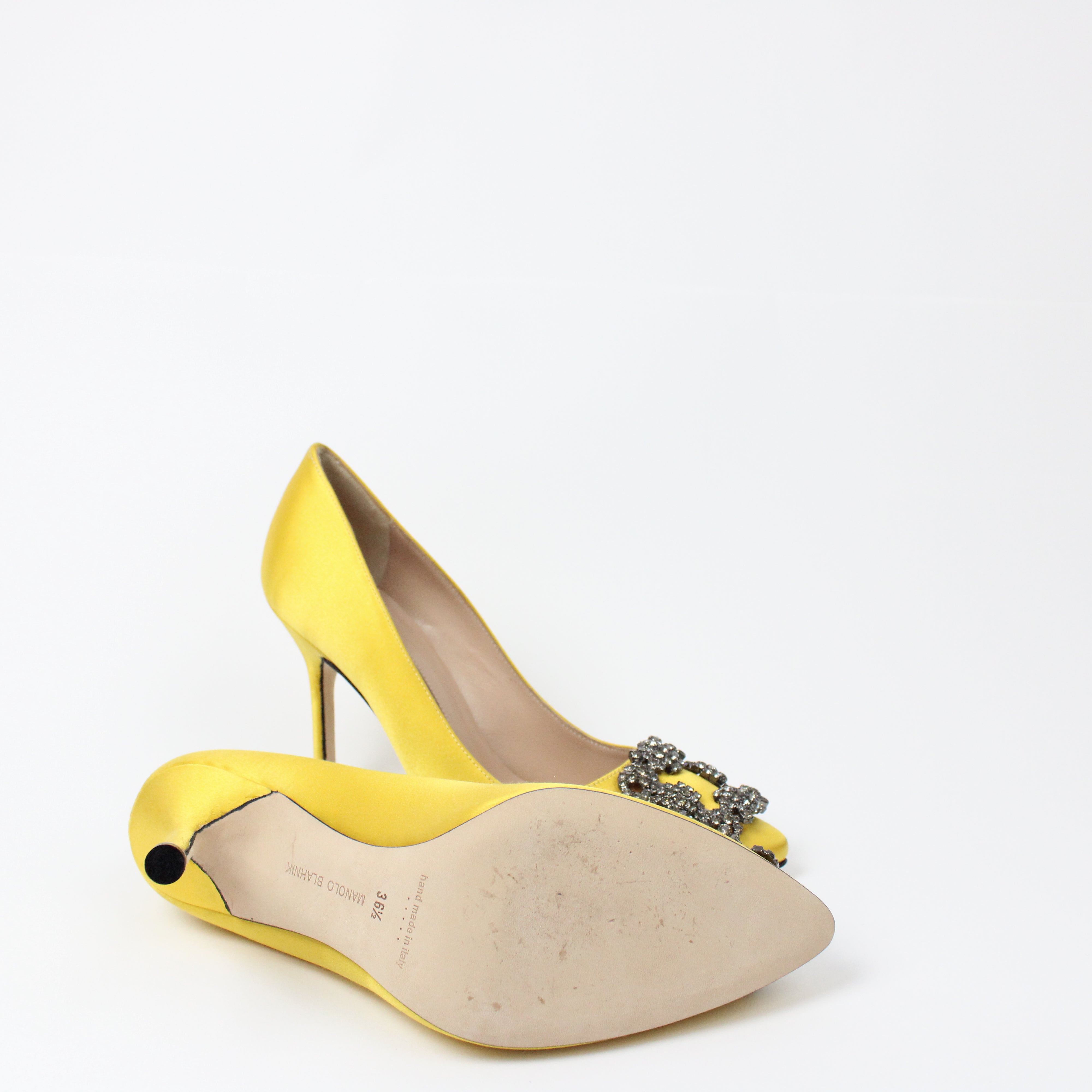 Manolo Blahnik Womens 105mm Heel Yellow 36.5